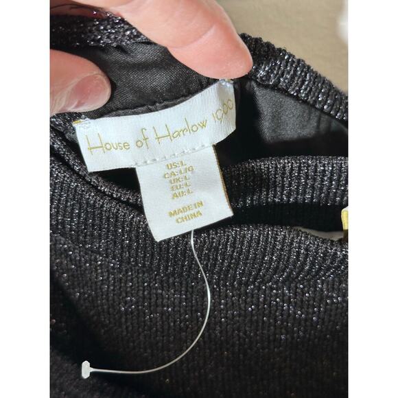 House of Harlow 1960 Black One Shoulder Crop Top & Maxi Skirt Set Size Large - Picture 6 of 8